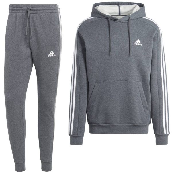 adidas Essentials Fleece Hoodie Joggingpak Donkergrijs Wit