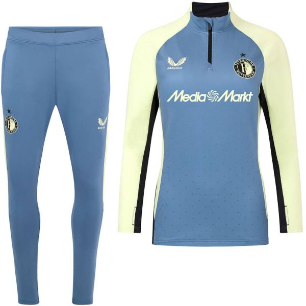 Castore Feyenoord Trainingspak 1/4-Zip 2024-2025 Dames Blauw Lichtgeel