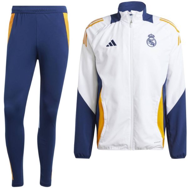 adidas Real Madrid Presentatie Trainingspak Full-Zip 2024-2025 Wit Donkerblauw