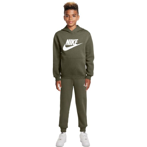 Nike Sportswear Club Big Logo Fleece Hoodie Trainingspak Kids Olijfgroen Wit